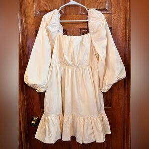 Anthropology Mare Mare Large Beige Balloon Sleeve Square Neck Pullover Dress